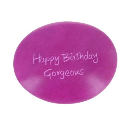 Happy Birthday Gorgeous Large Oval Soapstone Pebble